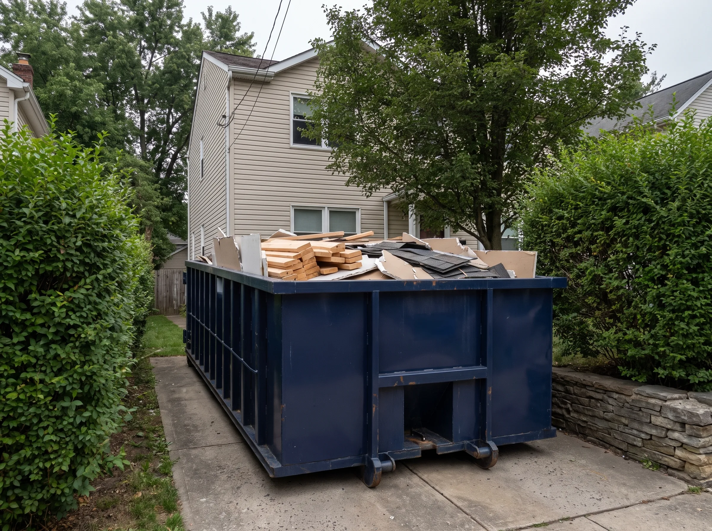 Roll-off dumpster being loaded in Bronx County, NY